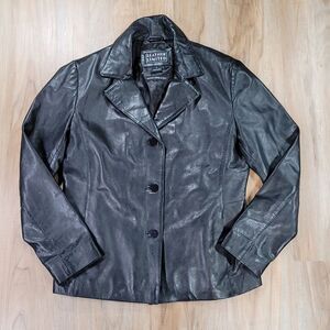 🔸️Vintage Leather Limited Black Leather Jacket Large